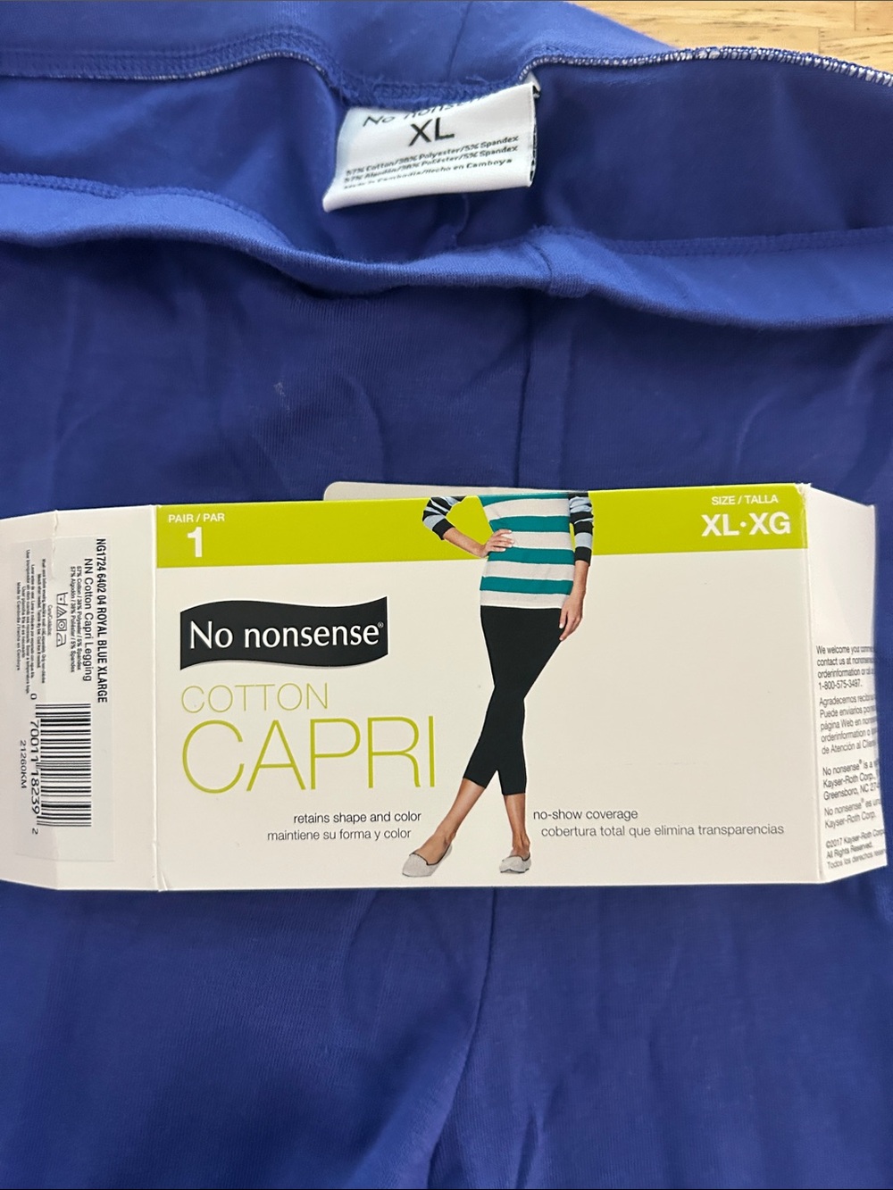 No nonsense Women's Cotton Blend Capri - Royal Blue, XL/XG
